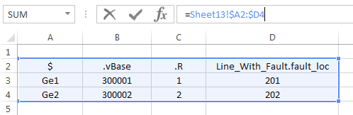 Example of range syntax in Excel