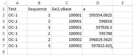 Two sequences of 3 tests are appended in this example