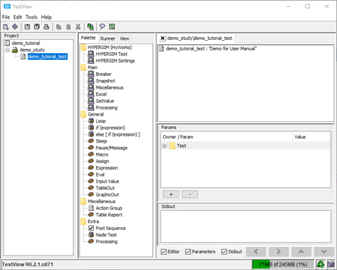 TestView Dialog Box After Creating New Example Test